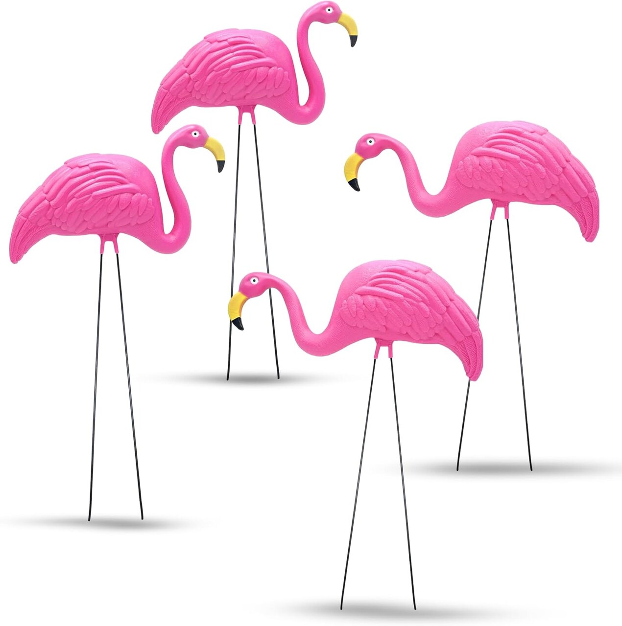 4E’s Novelty 4 Pink Flamingos Yard Decorations - Large Flamingos Yard Ornaments, Lawn Flamingos for Yard Sculptures & Statues Outdoor Garden Decor